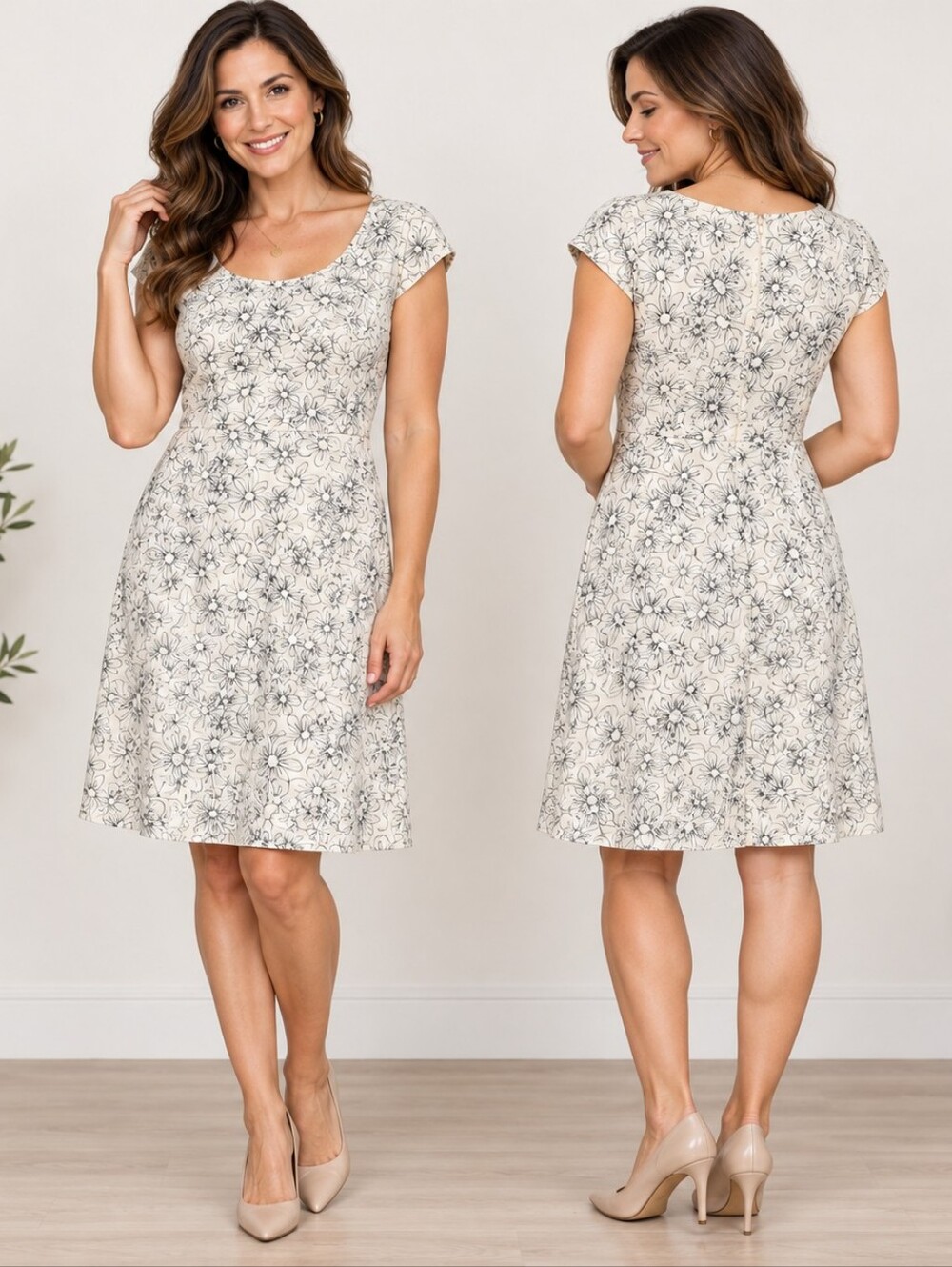 Pursuits Ltd Size 10 Silk Floral Dress Contemporary Minimalist Cottagecore